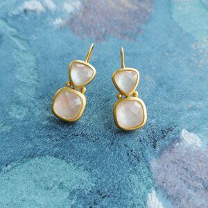 Julie Vos Aquitaine Gold Earrings Clear Crystal